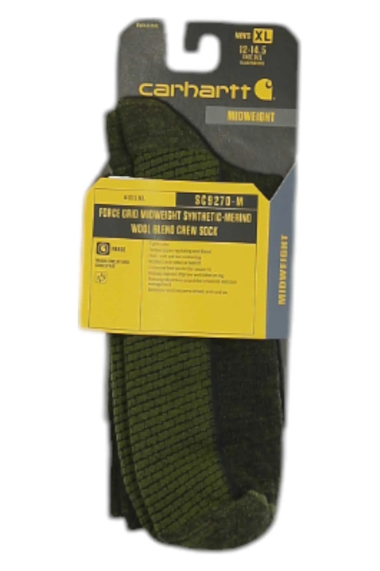 Carhartt Mens Force Grid Midweight Synthetic-Merino Wool Blend Crew Sock sold by Out&Back Outdoor product image thumbnail 3