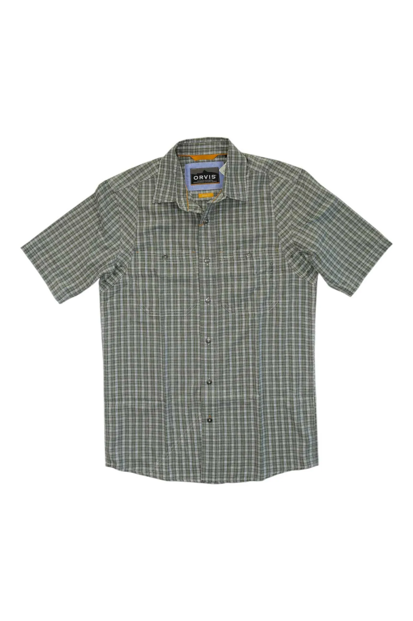 Orvis Mens Tech Chambray Plaid Work SS Shirt sold by Out&Back Outdoor