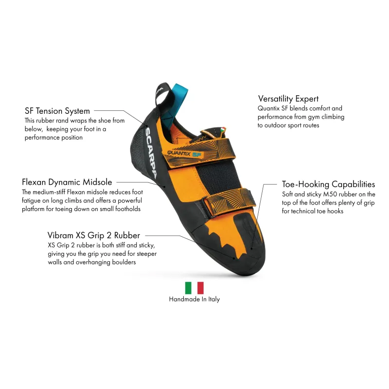 SCARPA Quantix SF Rock Climbing Shoes - Bright Orange sold by Out&Back Outdoor