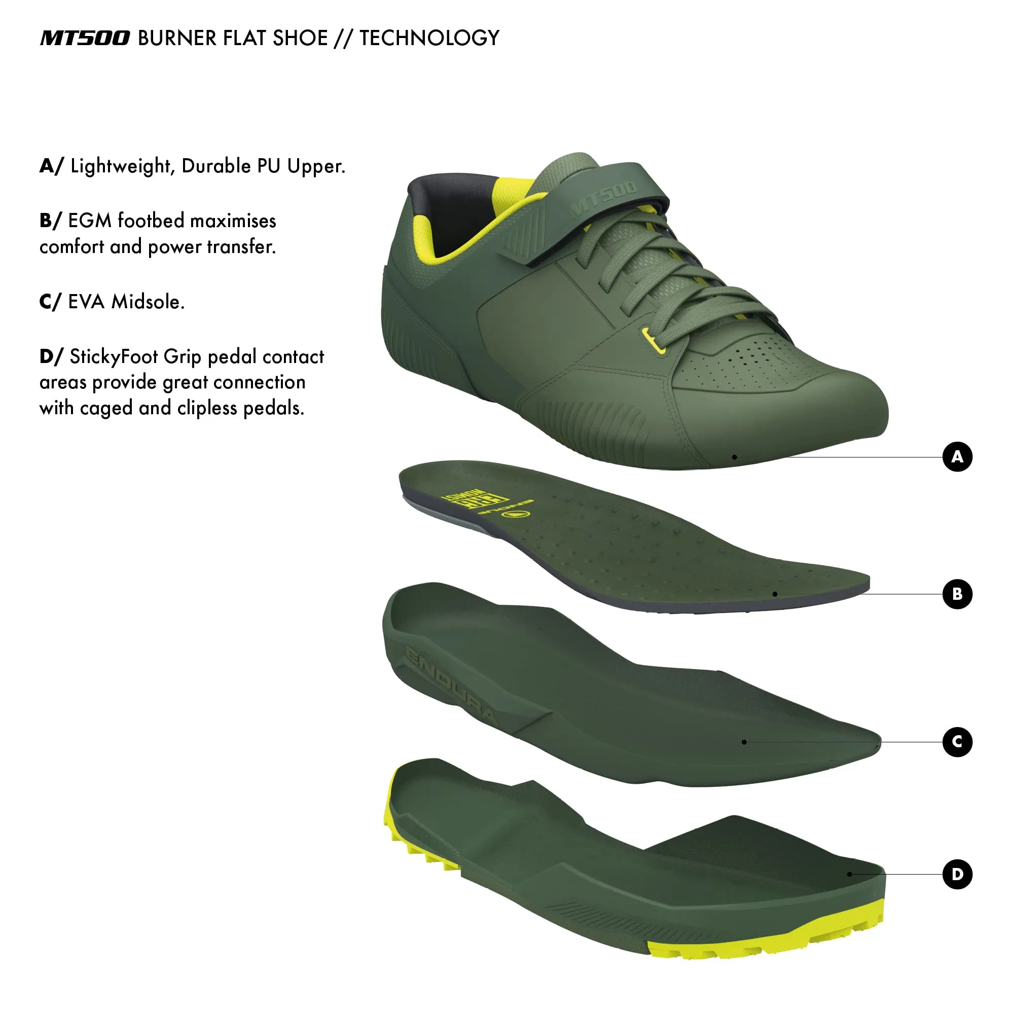 Endura MT500 Burner Flat Mountain Bike Shoe - Forest Green sold by Out&Back Outdoor