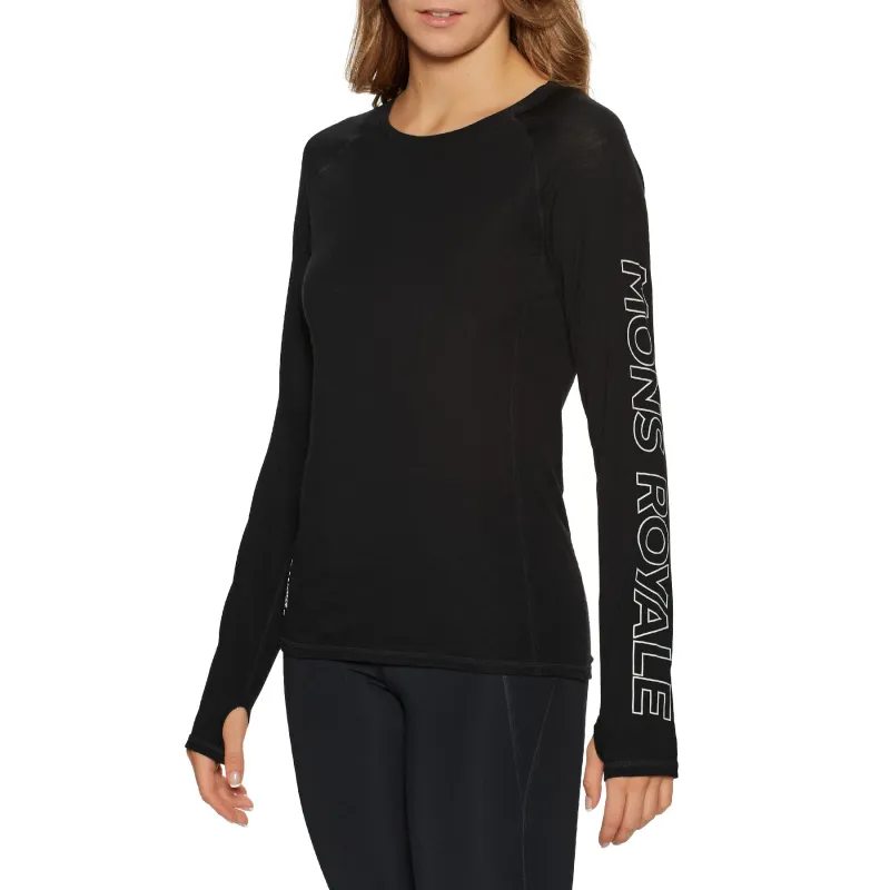 Mons Royale Bella Tech Women's Base Layer Top - XSmall Black sold by Out&Back Outdoor