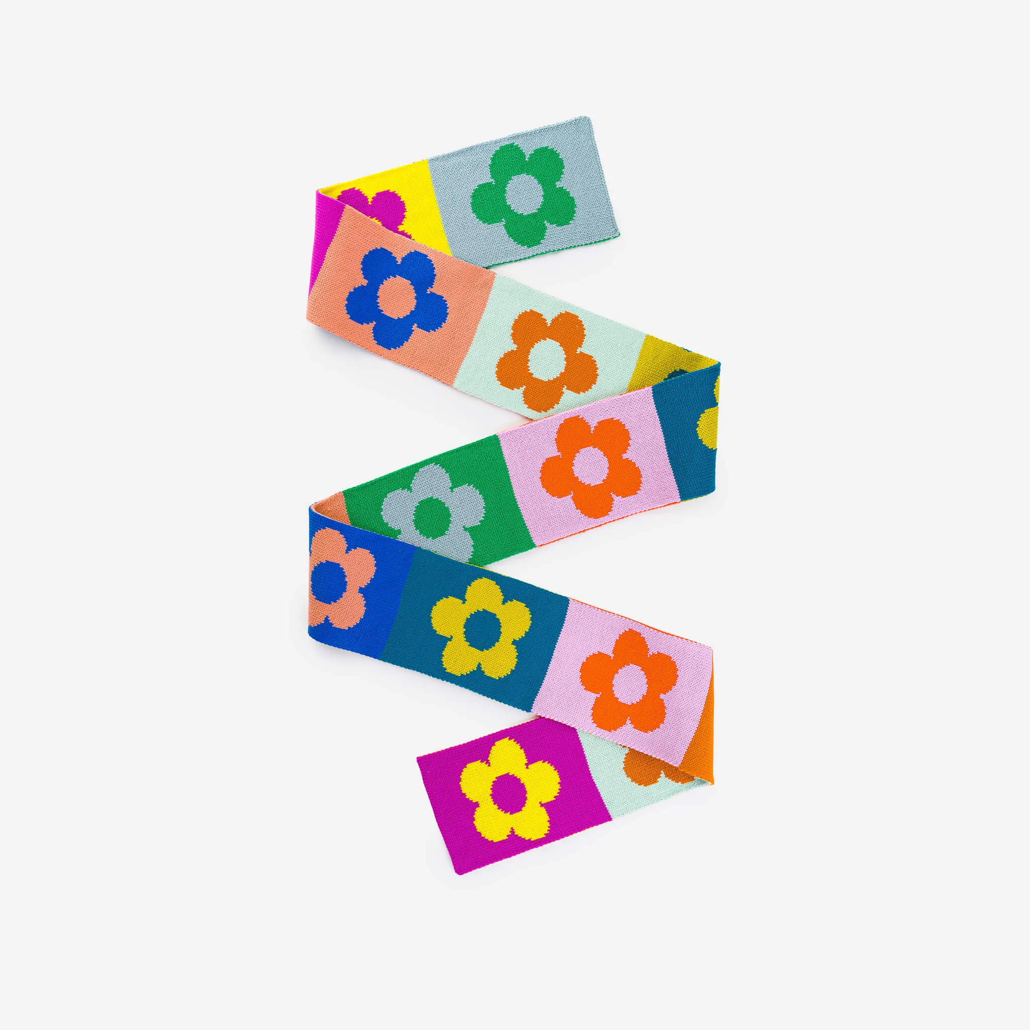 Flower Block Skinny Knit Scarf sold by Verloop LLC product image thumbnail 3