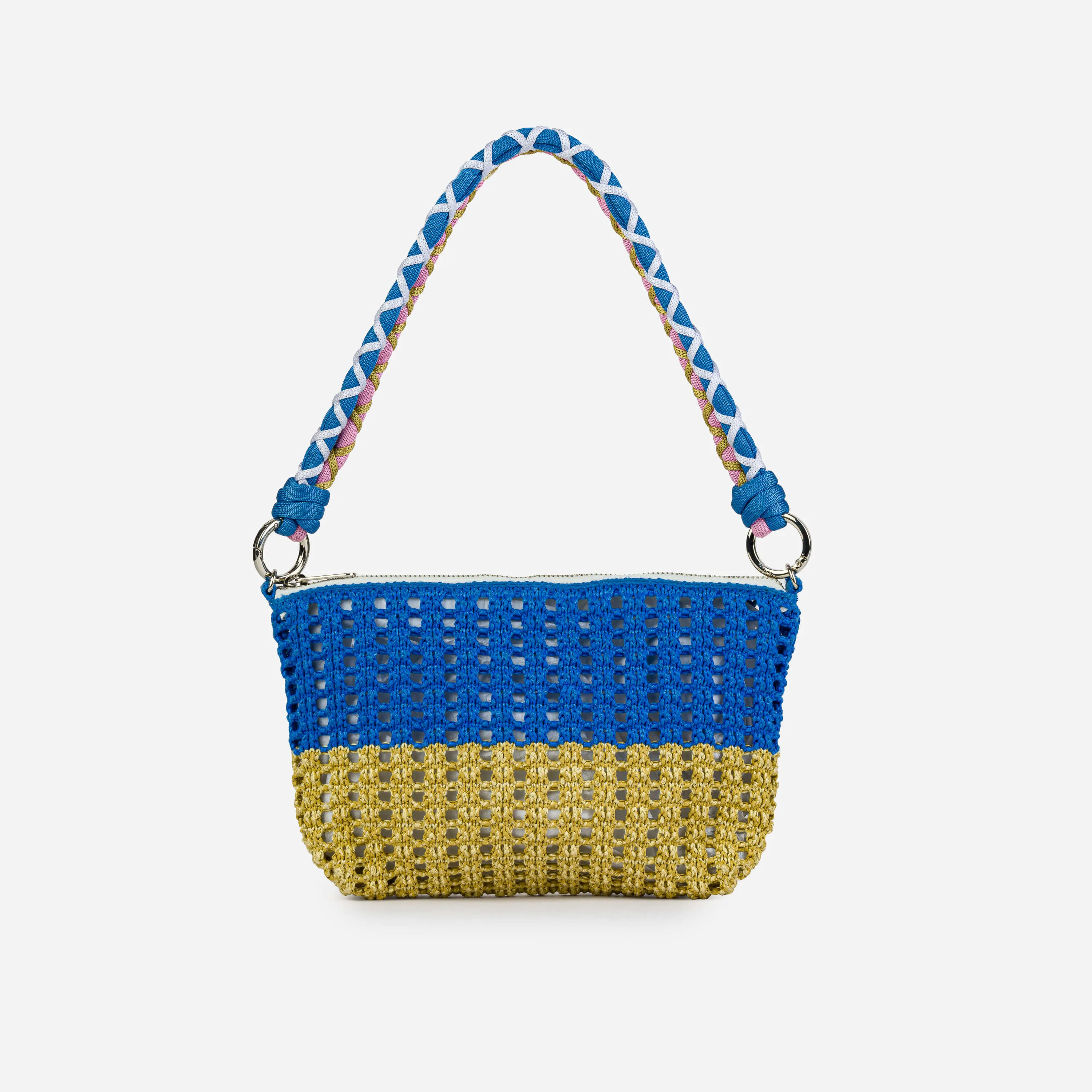 Colorblock Raffia Zip Bag sold by Verloop LLC product image thumbnail 2