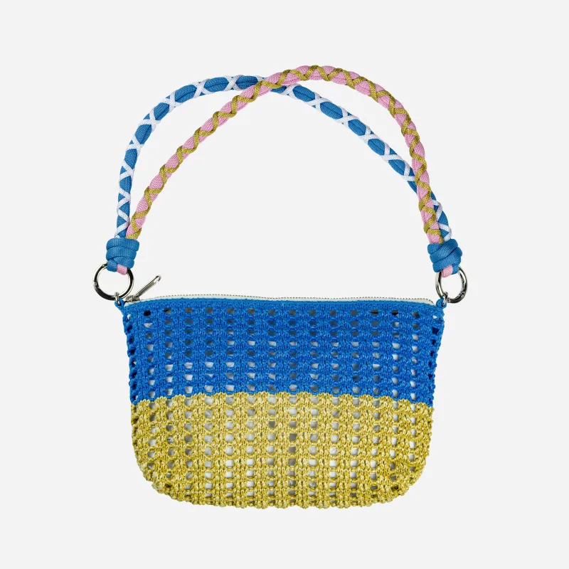 Colorblock Raffia Zip Bag made by Verloop LLC