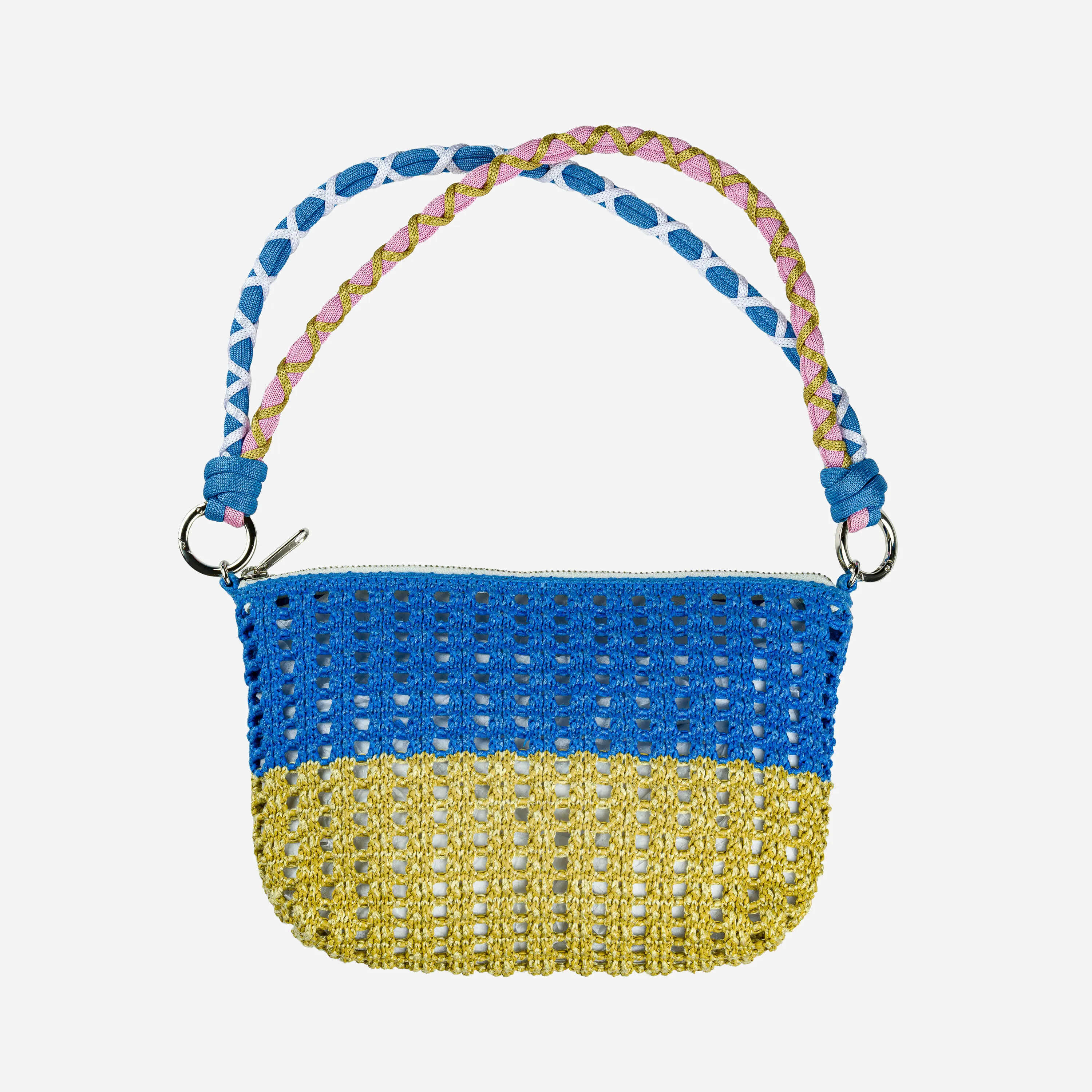 Colorblock Raffia Zip Bag sold by Verloop LLC