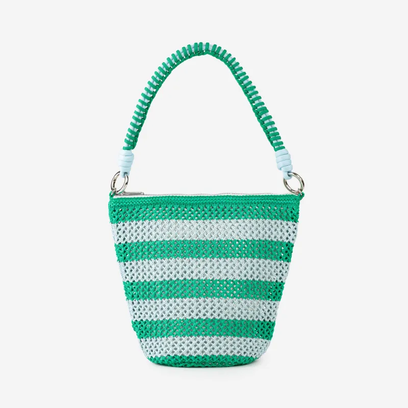 Stripe Raffia Zip Bag made by Verloop LLC