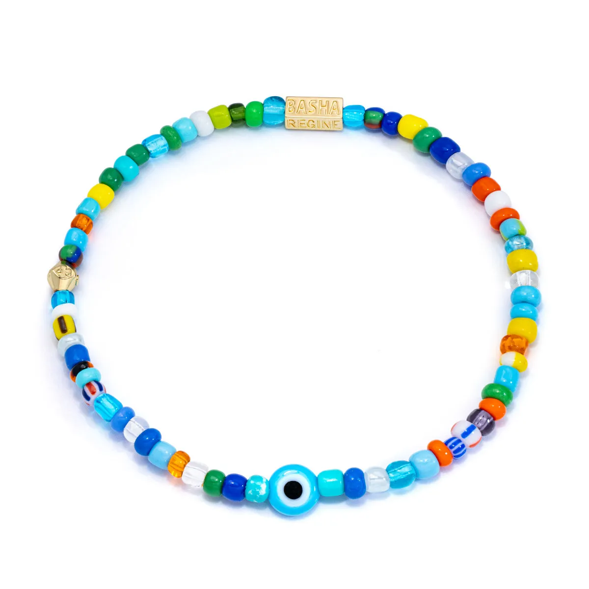 Women's Dark Blue Stretch Beaded Anklet sold by Aaron Basha