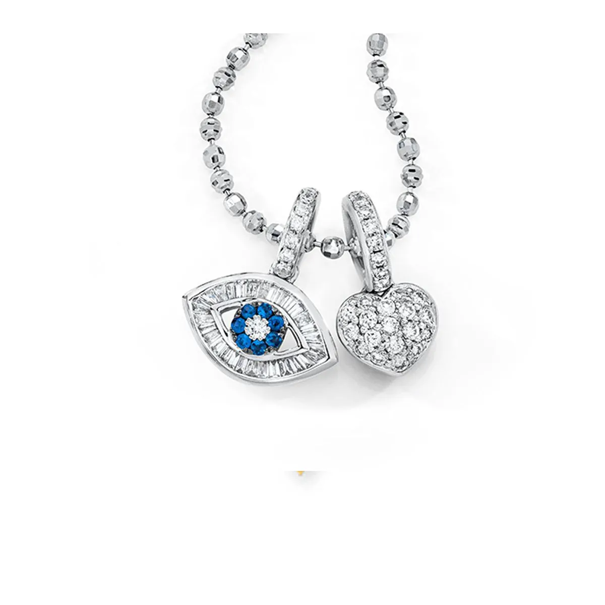 18K White Gold Small Baguette Evil Eye Charm Necklace - Items Sold Separately sold by Aaron Basha product image thumbnail 2