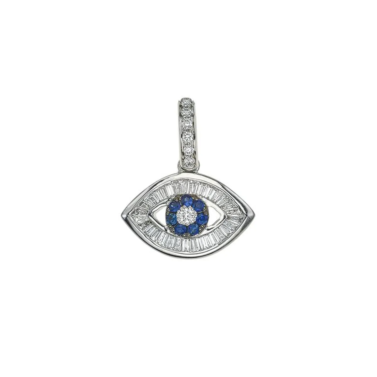 18K White Gold Small Baguette Evil Eye Charm Necklace - Items Sold Separately sold by Aaron Basha product image thumbnail 3