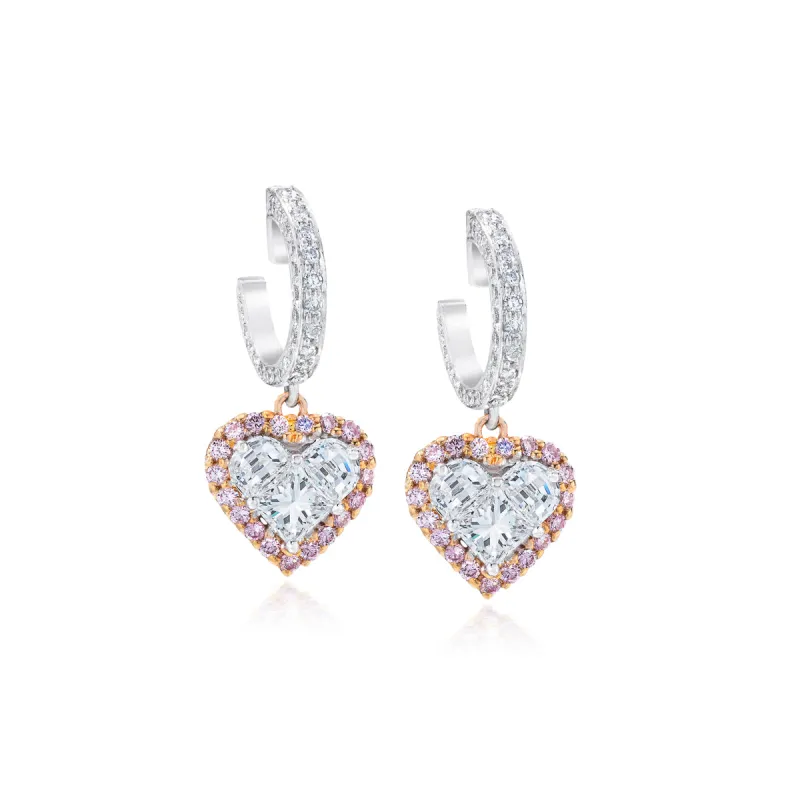Diamond Heart Earrings Platinum and Rose Gold sold by Aaron Basha