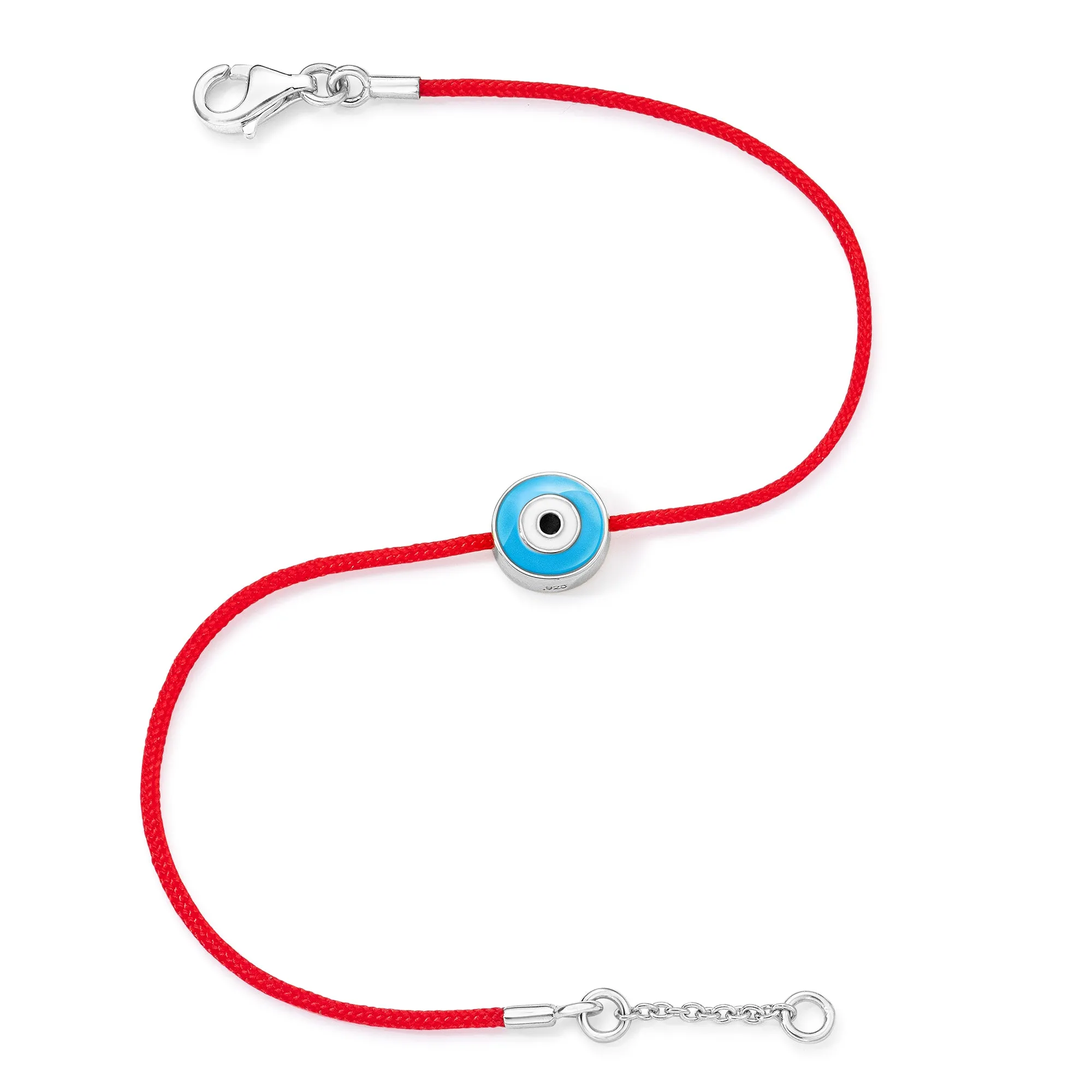 White Gold Vermeil Women's Light Blue Eye & Red Cord Bracelet (6"-6.5") sold by Aaron Basha