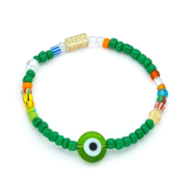 Women's Dark Green Beaded Stretch Bracelet sold by Aaron Basha