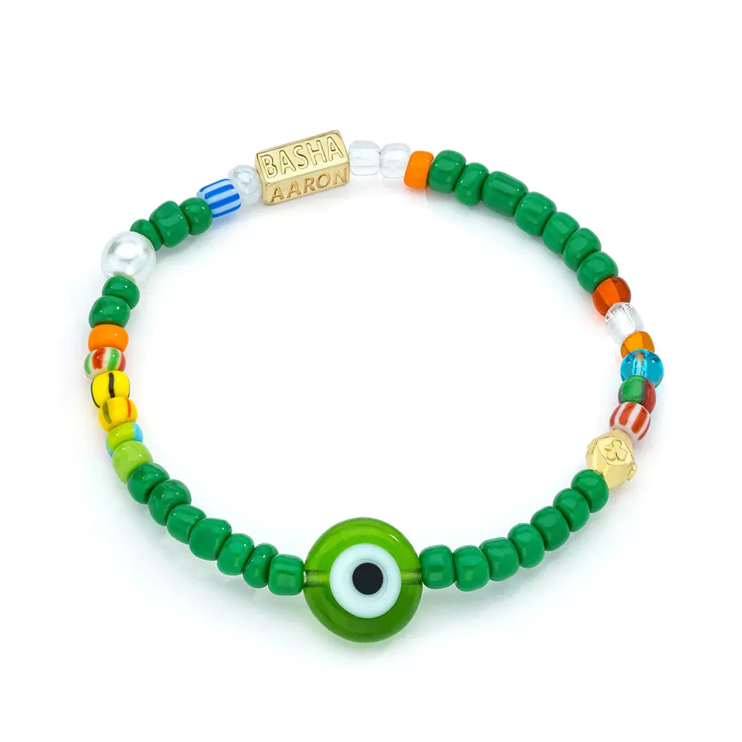 Women's Dark Green Beaded Stretch Bracelet sold by Aaron Basha