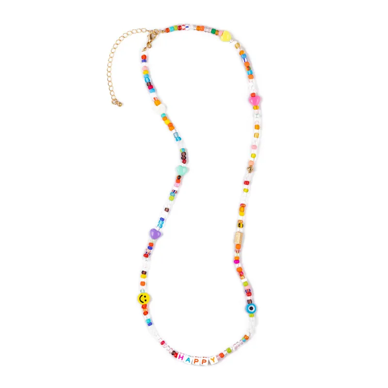 Colorful Beaded Happy Necklace sold by Aaron Basha