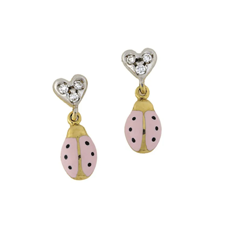 Diamond Heart Ladybug Hanging Earrings - PRE ORDER sold by Aaron Basha