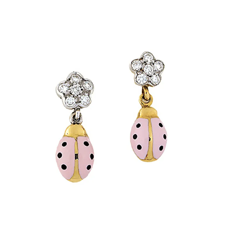 Diamond Flower Ladybug Earrings sold by Aaron Basha