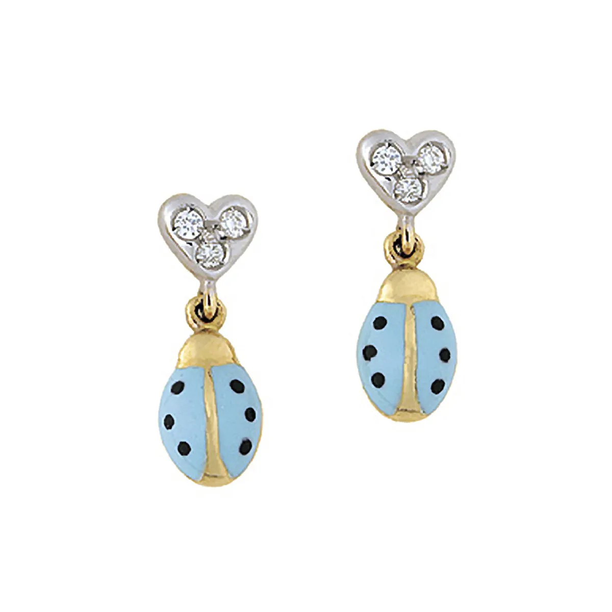 Diamond Heart Ladybug Hanging Earrings sold by Aaron Basha