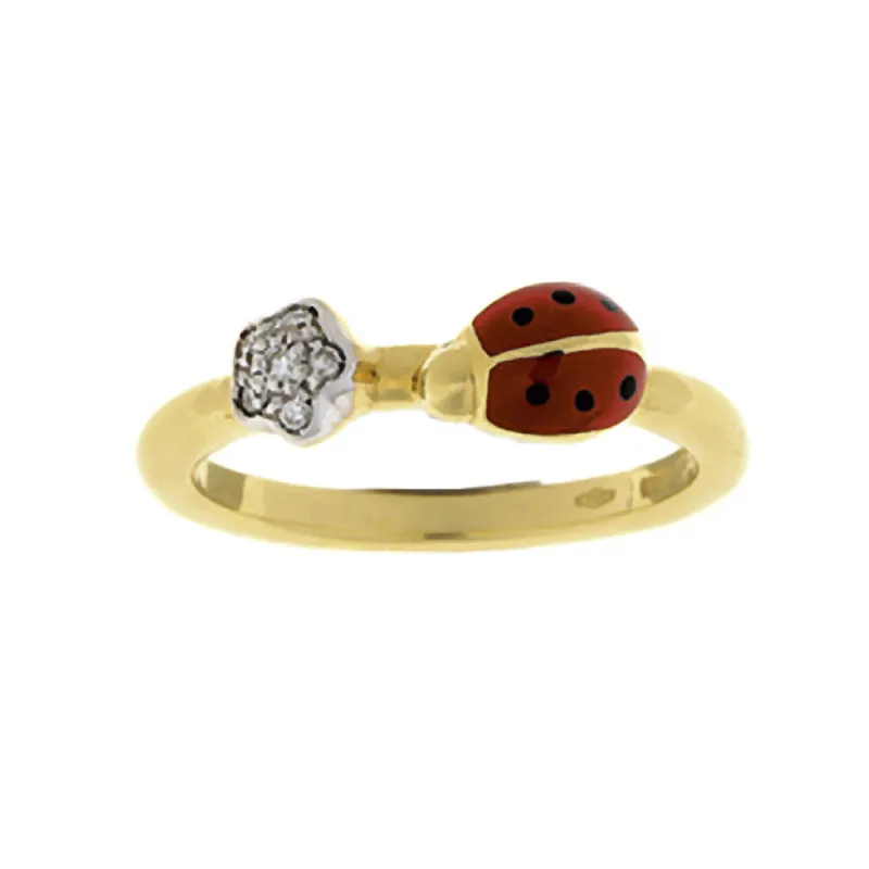 Red Ladybug and Single Flower Ring - Pre Order sold by Aaron Basha