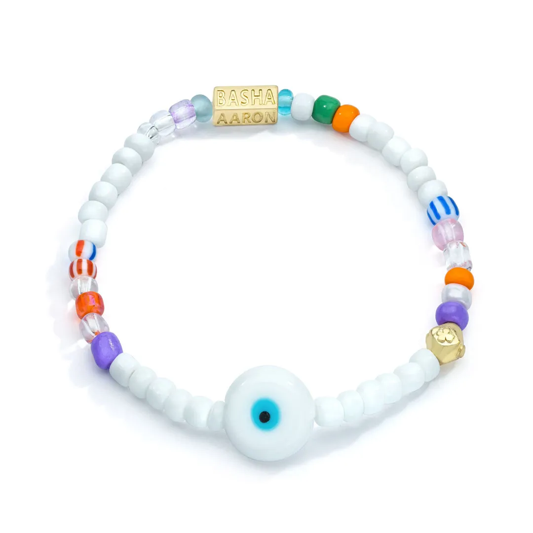 White Beaded Stretch Bracelet sold by Aaron Basha