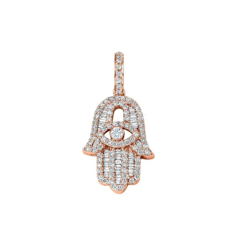 Baguette Diamond Rose Gold Small Hamsa sold by Aaron Basha