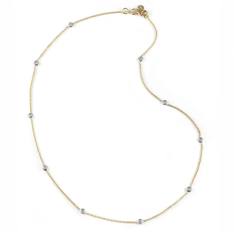 18K Yellow Gold Diamond Bezel Necklace sold by Aaron Basha