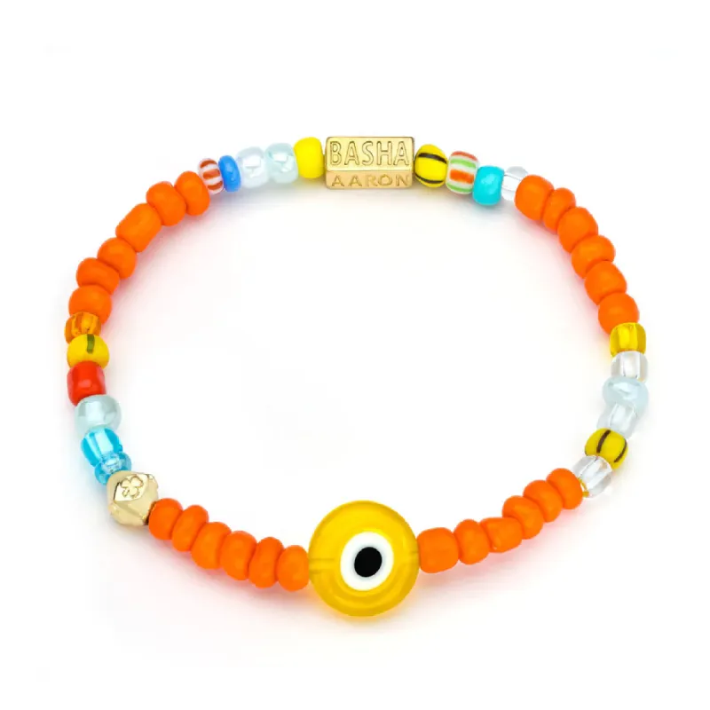 Women's Yellow & Orange Beaded Stretch Bracelet sold by Aaron Basha