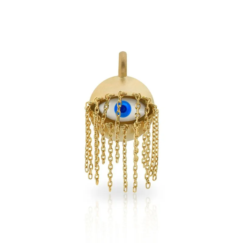 Shoosha Evil Eye Charm with chain lashes sold by Aaron Basha
