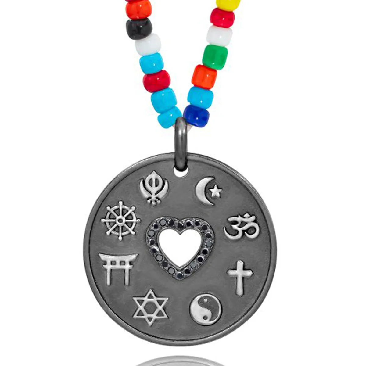 Love is My Religion Black Rhodium on Colorful Beaded Chain sold by Aaron Basha