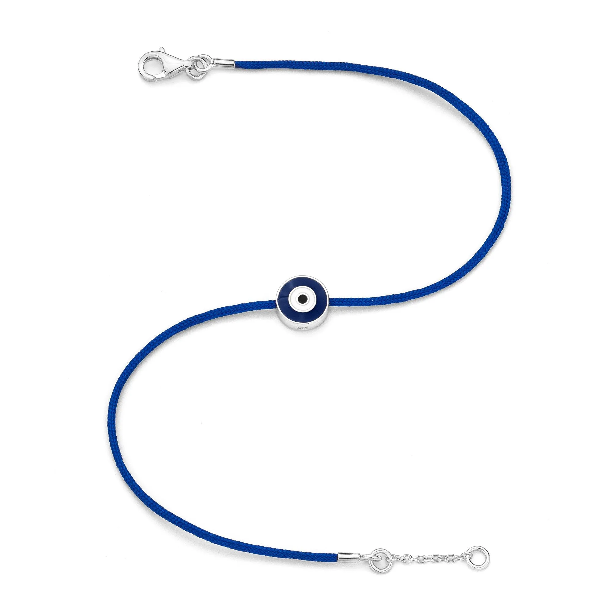 White Gold Vermeil Men's Navy Eye & Cord Bracelet (7-7.5") sold by Aaron Basha