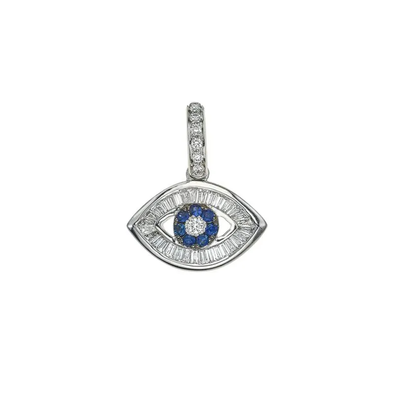 Baguette Diamond & Blue Sapphire Eye Charm sold by Aaron Basha