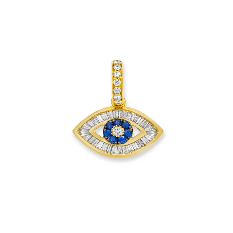Baguette Diamond & Blue Sapphire Eye Charm sold by Aaron Basha