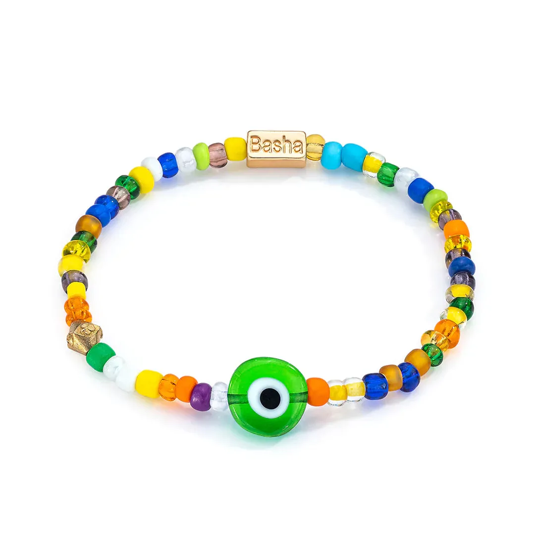 Men's Green Beaded Stretch Bracelet sold by Aaron Basha