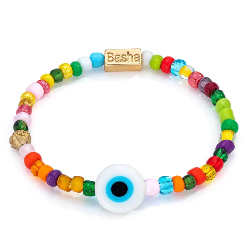 Women's White Beaded Stretch Bracelet sold by Aaron Basha