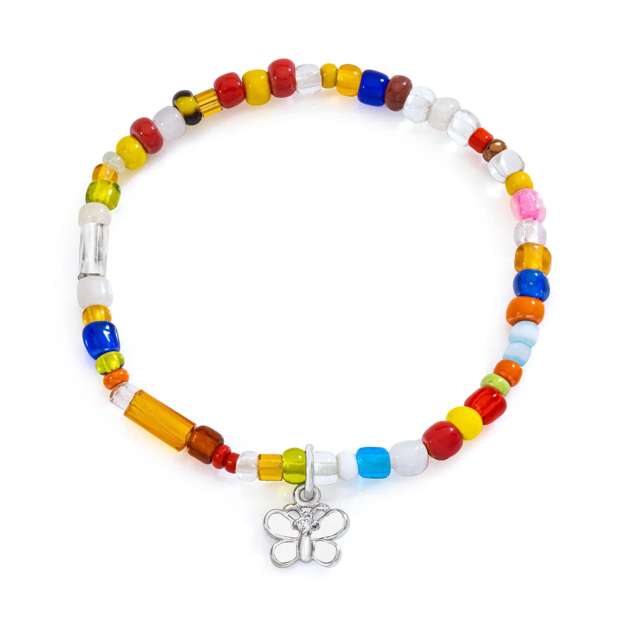 White Butterfly Charm on Beaded Bracelet sold by Aaron Basha