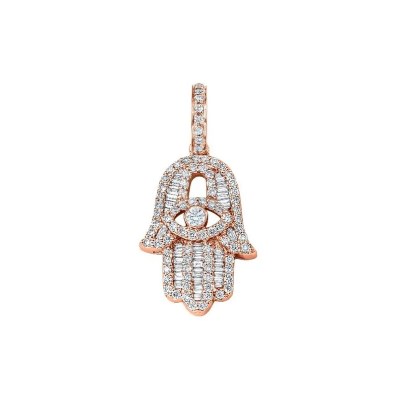 Baguette Diamond Rose Gold Large Hamsa sold by Aaron Basha