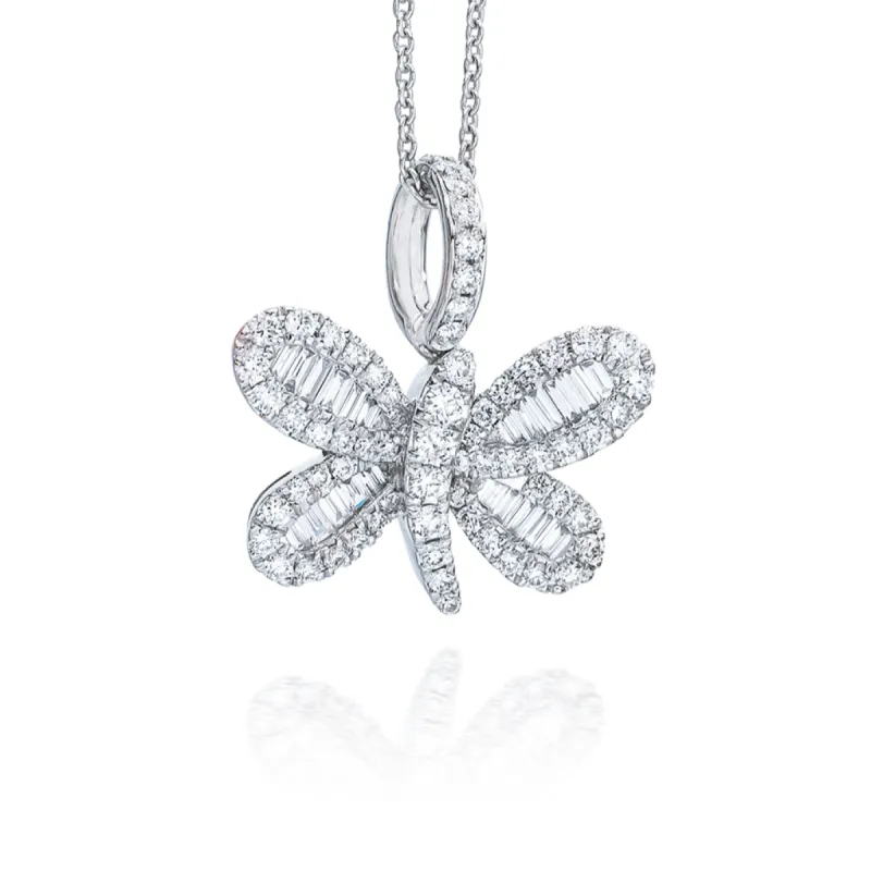 18K Baguette Diamond Butterfly White Gold Charm sold by Aaron Basha
