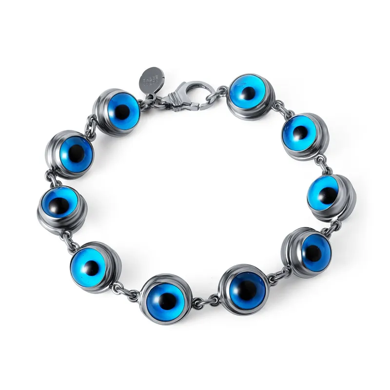 Black Rhodium Glass Eye Bracelet sold by Aaron Basha