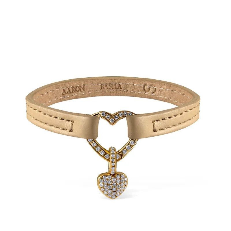 Diamond Heart Leather Bracelet sold by Aaron Basha