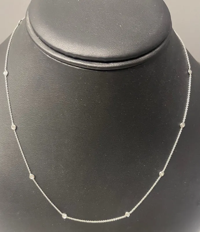 18K White Gold Diamond Bezel Necklace sold by Aaron Basha