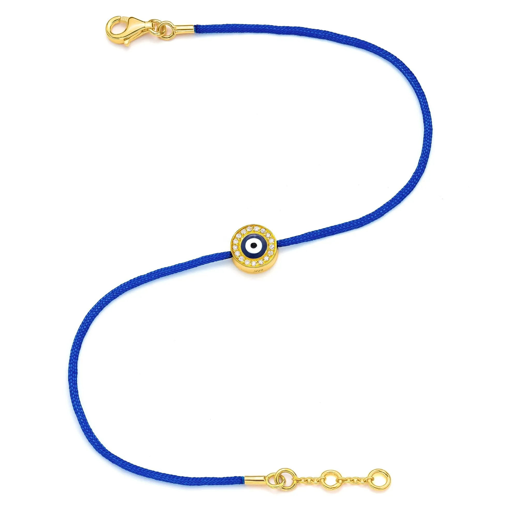 Yellow Gold Vermeil Women's Diamond Navy Eye & Cord Bracelet sold by Aaron Basha
