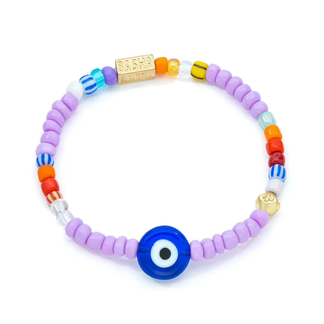 Women's Navy Blue & Violet Beaded Stretch Bracelet sold by Aaron Basha