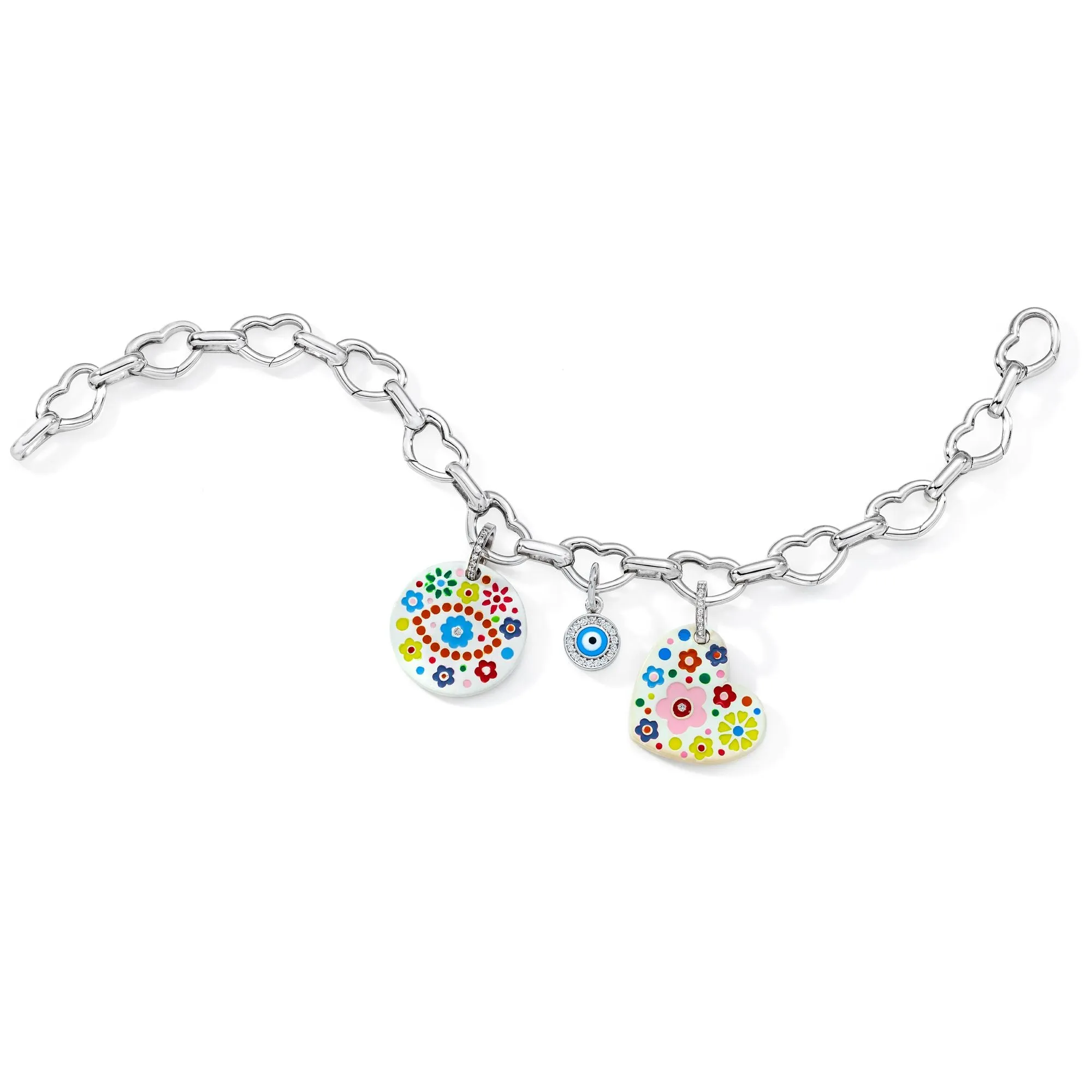 18K White Gold Small Open Heart Link Bracelet with Charms- Bracelet & Charms sold separately sold by Aaron Basha product image thumbnail 2