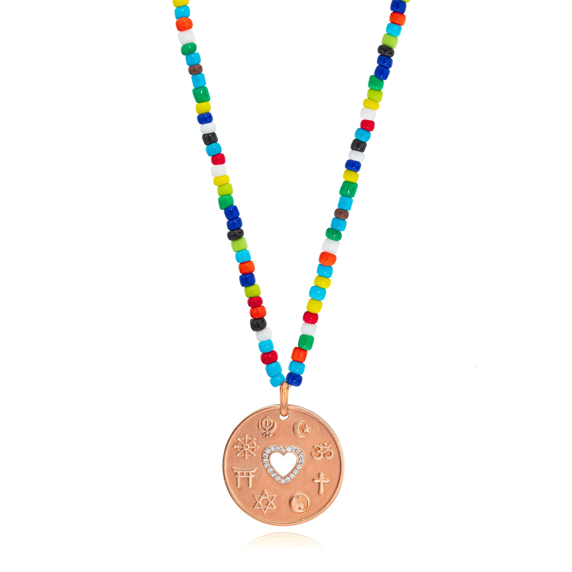 Love Is My Religion Rose Gold on Colorful Beaded Chain sold by Aaron Basha product image thumbnail 2