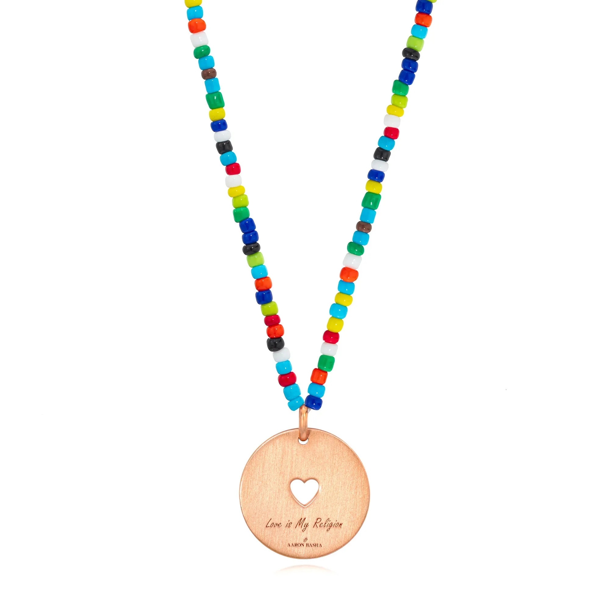 Love Is My Religion Rose Gold on Colorful Beaded Chain sold by Aaron Basha product image thumbnail 3