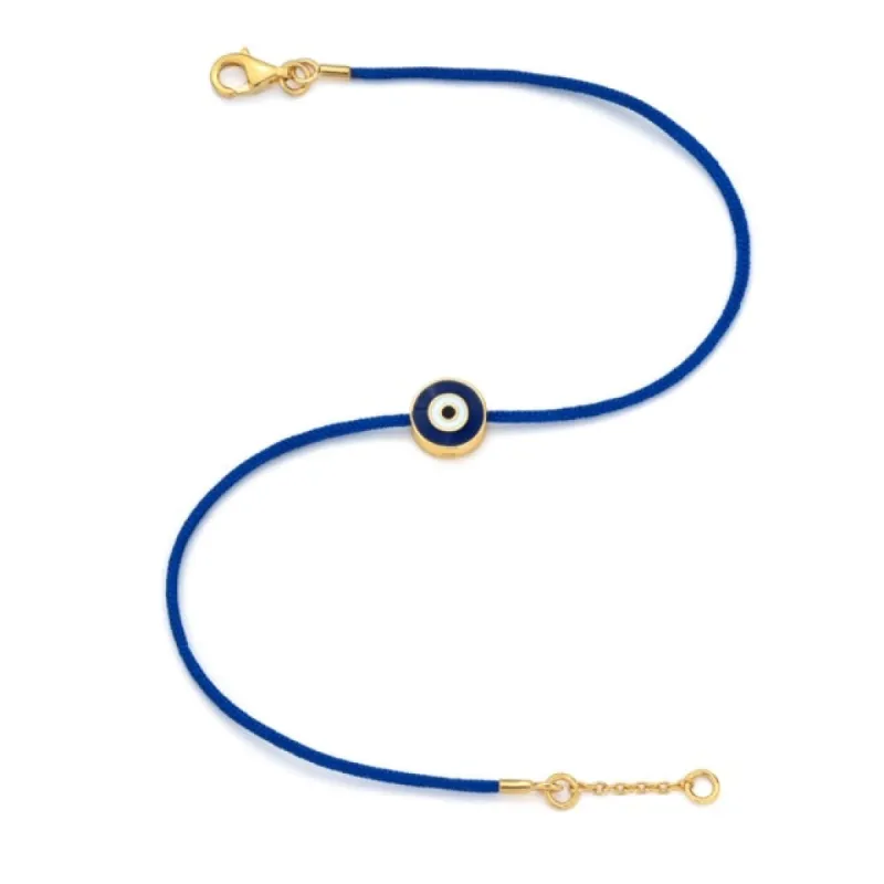 Yellow Gold Vermeil Men's Navy Eye & Cord Bracelet (7-7.5") sold by Aaron Basha