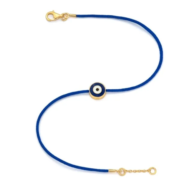 Yellow Gold Vermeil Men's Navy Eye & Cord Bracelet (7-7.5") sold by Aaron Basha