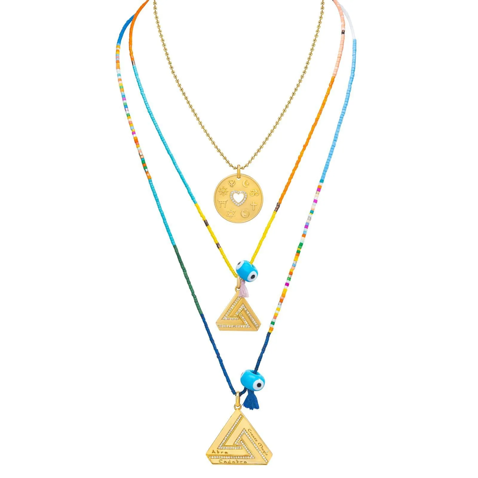 Love Is My Religion Yellow Gold on Colorful Beaded Chain sold by Aaron Basha product image thumbnail 4