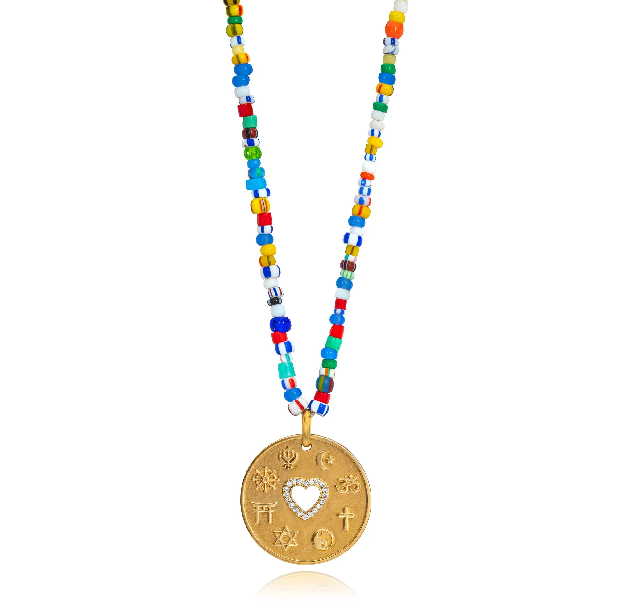 Love Is My Religion Yellow Gold on Colorful Beaded Chain sold by Aaron Basha product image thumbnail 2
