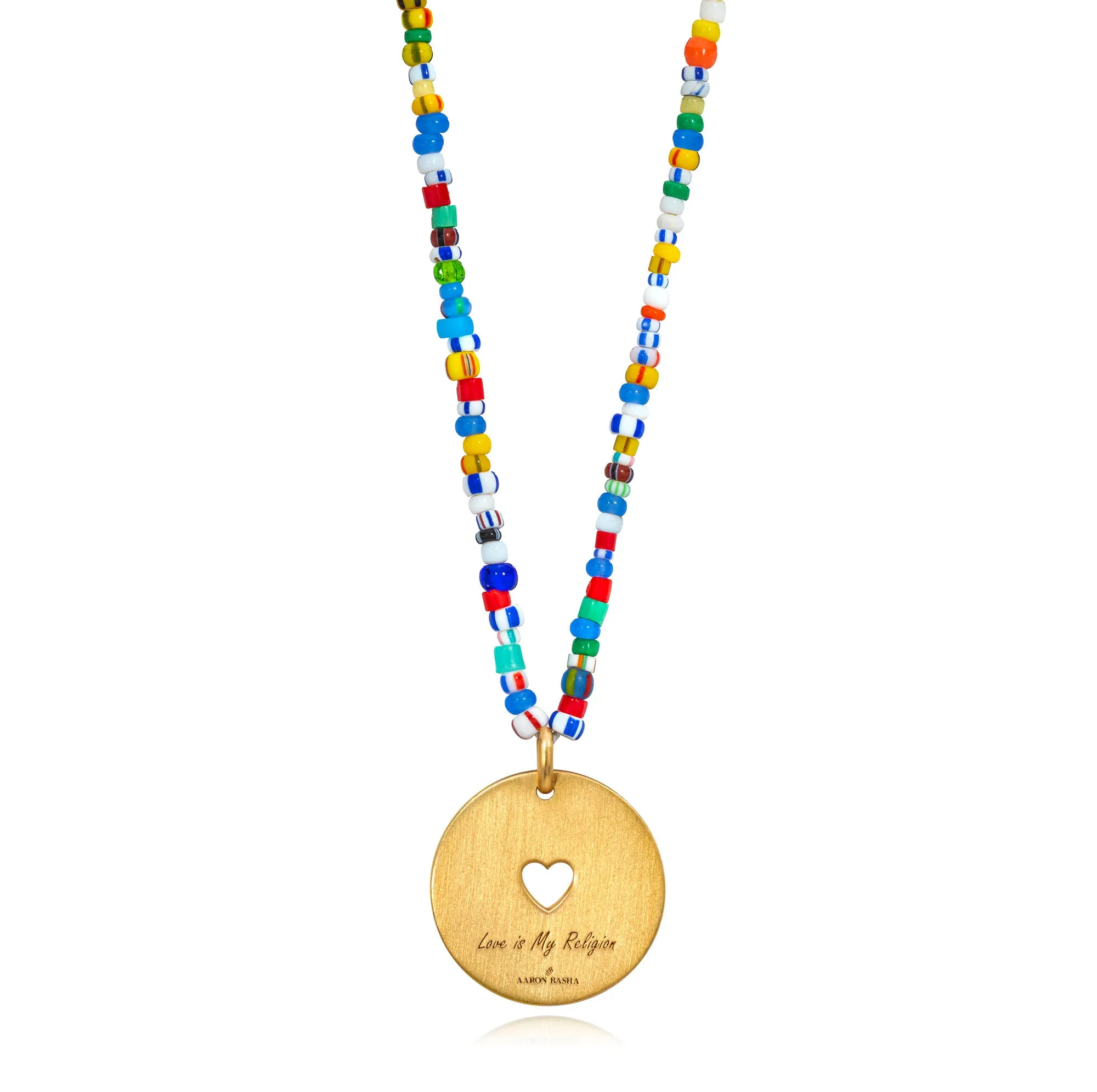 Love Is My Religion Yellow Gold on Colorful Beaded Chain sold by Aaron Basha product image thumbnail 3