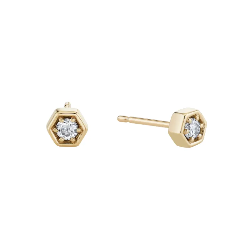 Diamond Hex Studs made by Ariel Gordon Jewelry